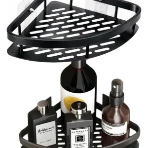 Kit 2 Suporte De Canto Porta Shampoo Sabonete Banheiro Adesivo Parede Sem Furos Box Luxo Cor Preto Brielli Home