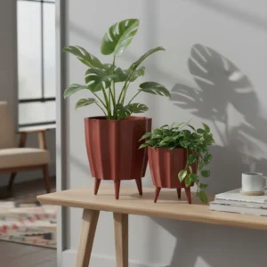 2 Vasos De Planta Tripé Decorativo Luxo Casa Cachepot M G