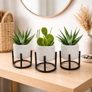 3 Vasos Cachepot Suspenso Decorativo Moderno para Suculentas Cactos Ervas Flroes - Sem Planta cor Branco Marca Marx Greg 3D
