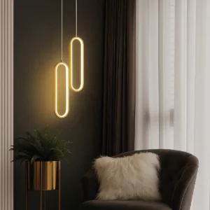 Kit 2 Luminária Pendente Oval Led De Luxo Moderna Luz Quente
