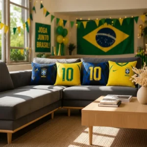 Kit 4 Capas De Almofada Hexa Copa Camisa Seleção Brasileira